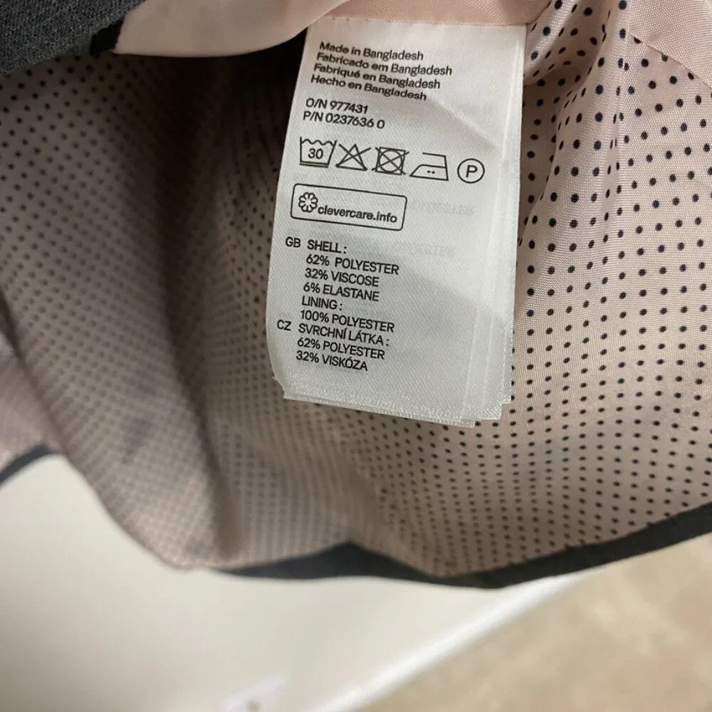 H&M Blazer Puff Shoulder Grey Womens 6 Career Professional Jacket